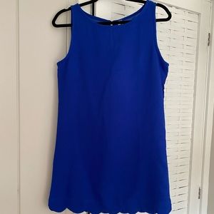 blue scallop trim mini dress
